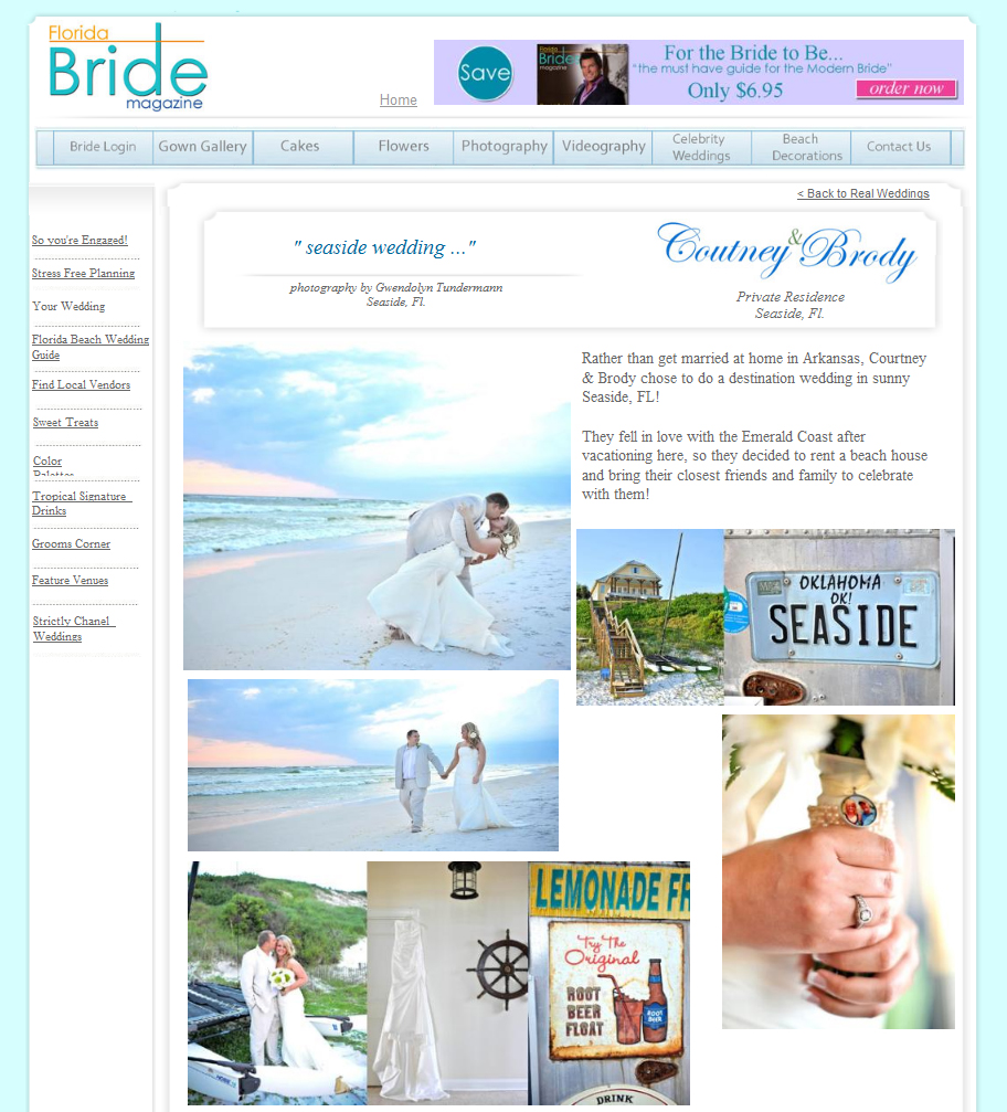 FloridaBride_Oct2011 Seaside wedding photos featured on Florida Bride