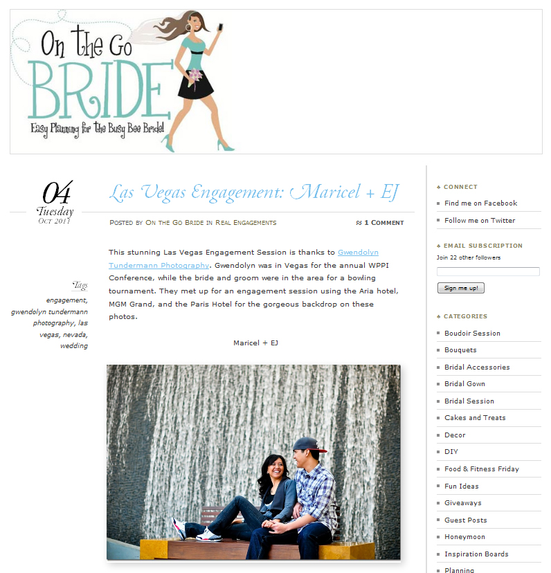 Las Vegas Engagement Photos featured on On The Go Bride